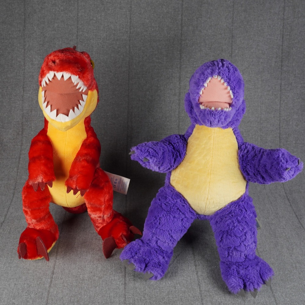 Build-A-Bear Workshop‎ T-Rex and Raptor Dinosaur Plush Set of Two Red Purple